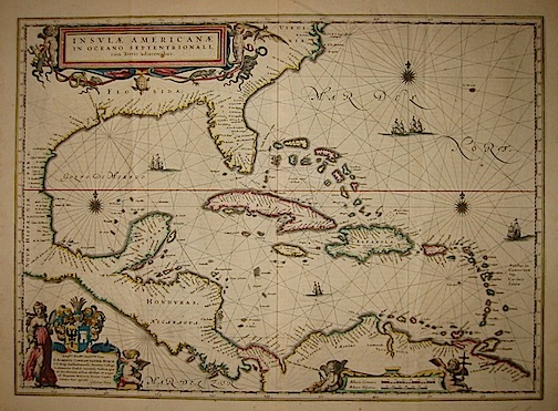 Blaeu Willem Janszoon (1571-1638) Insulae Americanae in Oceano Septentrionali, cum Terris adiacentibus 1643 Amsterdam 